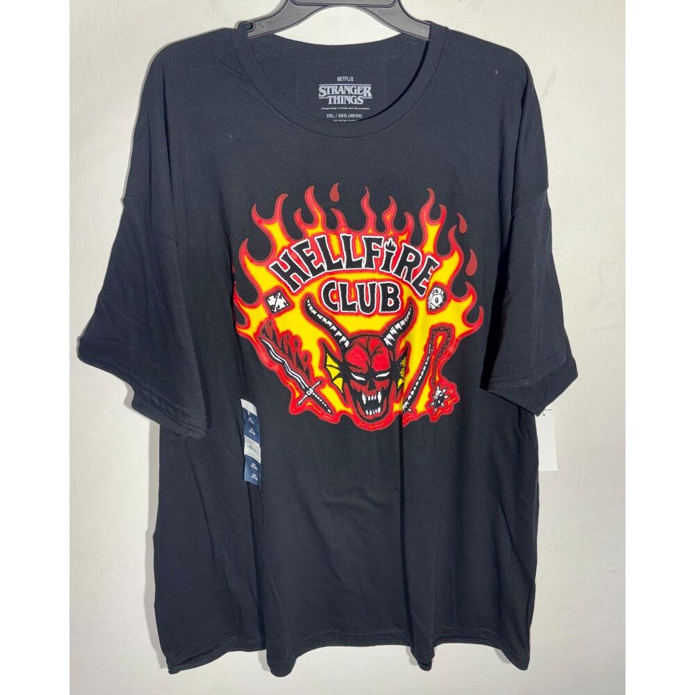 Stranger Things Hellfire Club T Shirt Mens 3XL Black Netflix Demon NWT